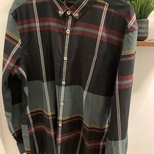 Long sleeve shirt Large 7Diamond vintage. Multicolor Black, gray, rust color.